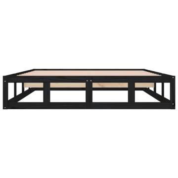 Black Bed Frame 120x190 cm Small Double - Solid Wood