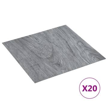 Self-Adhesive PVC Flooring Planks - Light Grey, 20 pcs