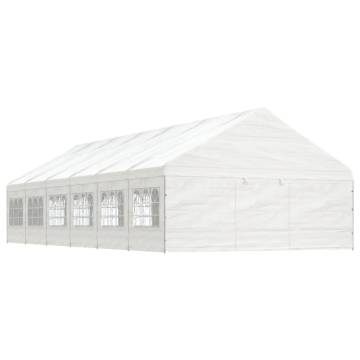 White Gazebo with Roof - 13.38x5.88m Durable Shelter