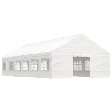 White Gazebo with Roof - 13.38x5.88m Durable Shelter