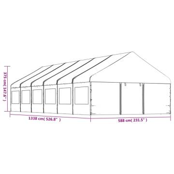 White Gazebo with Roof - 13.38x5.88m Durable Shelter