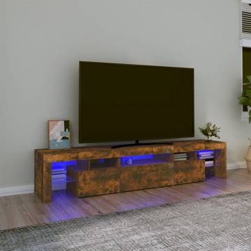 Stylish TV Cabinet with LED Lights in Smoked Oak - 200cm