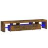 Stylish TV Cabinet with LED Lights in Smoked Oak - 200cm