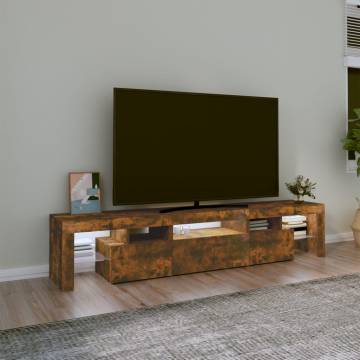 Stylish TV Cabinet with LED Lights in Smoked Oak - 200cm