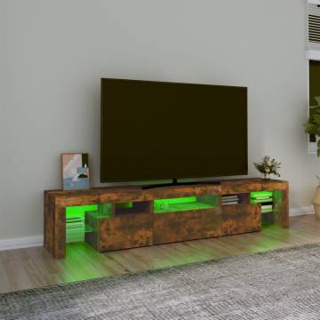 Stylish TV Cabinet with LED Lights in Smoked Oak - 200cm