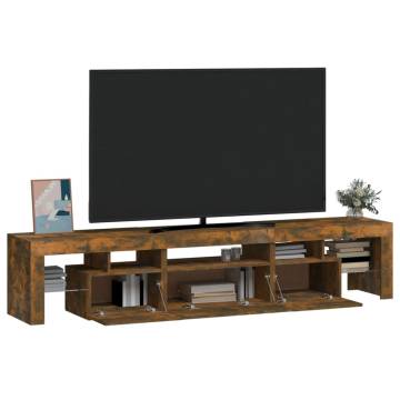 Stylish TV Cabinet with LED Lights in Smoked Oak - 200cm