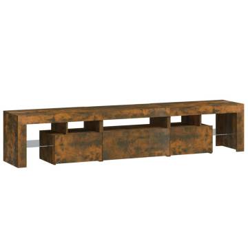 Stylish TV Cabinet with LED Lights in Smoked Oak - 200cm