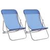 Folding Beach Chairs 2 pcs Blue | Durable Textilene & Steel