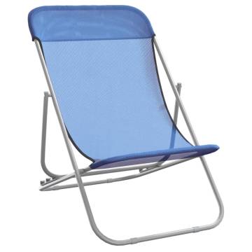 Folding Beach Chairs 2 pcs Blue | Durable Textilene & Steel