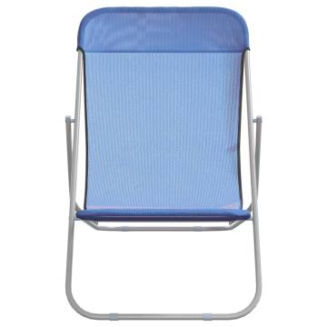 Folding Beach Chairs 2 pcs Blue | Durable Textilene & Steel