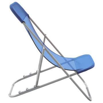 Folding Beach Chairs 2 pcs Blue | Durable Textilene & Steel