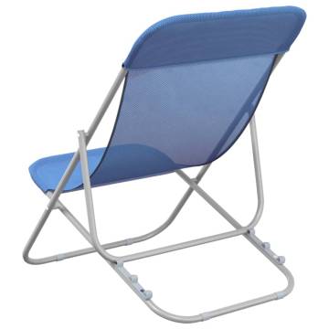 Folding Beach Chairs 2 pcs Blue | Durable Textilene & Steel