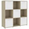 Stylish White & Sonoma Oak Book Cabinet - 90x30x90 cm