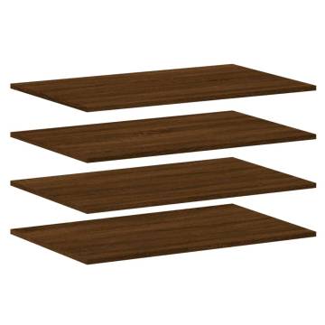 Brown Oak Wall Shelves - 4 pcs | Stylish Storage Solution