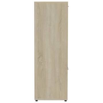 Stylish White & Sonoma Oak Book Cabinet - 90x30x90 cm