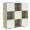 Stylish White & Sonoma Oak Book Cabinet - 90x30x90 cm