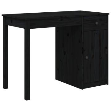 Stylish Black Desk - Solid Pine Wood | 100x50x75 cm