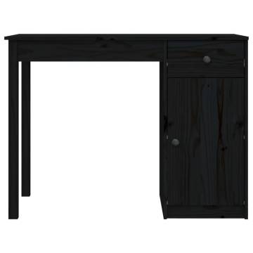 Stylish Black Desk - Solid Pine Wood | 100x50x75 cm