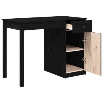 Stylish Black Desk - Solid Pine Wood | 100x50x75 cm