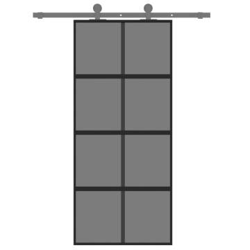 Sliding Door Black 90x205 cm - Tempered Glass & Aluminium