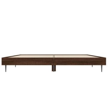 Brown Oak Bed Frame 140x190 cm - Durable Engineered Wood