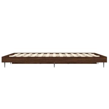 Brown Oak Bed Frame 140x190 cm - Durable Engineered Wood