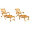 Outdoor Deck Chairs with Footrests - Solid Acacia Wood Set