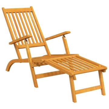 Outdoor Deck Chairs with Footrests - Solid Acacia Wood Set