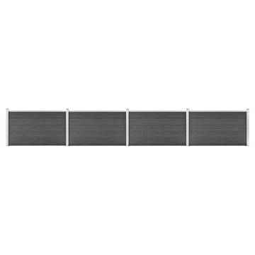 Fence Panel Set WPC 699x105 cm Black - Durable & Stylish