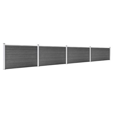 Fence Panel Set WPC 699x105 cm Black - Durable & Stylish