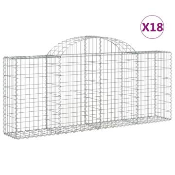 Arched Gabion Baskets - 18 pcs Galvanised Iron | HipoMarket