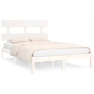 White Solid Wood Bed Frame 200x200 cm | Hipo Market