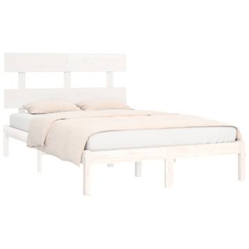 White Solid Wood Bed Frame 200x200 cm | Hipo Market