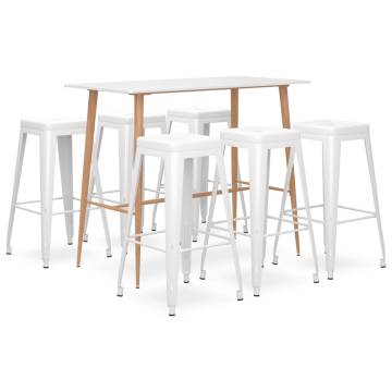 7 Piece White Bar Set - Modern Design for Homes & Bars