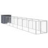 Dog House with Run - Anthracite Galvanised Steel 110x813x110 cm