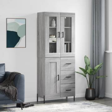 Stylish Highboard Grey Sonoma - 69.5x34x180 cm | Hipo Market