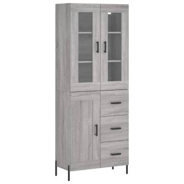 Stylish Highboard Grey Sonoma - 69.5x34x180 cm | Hipo Market