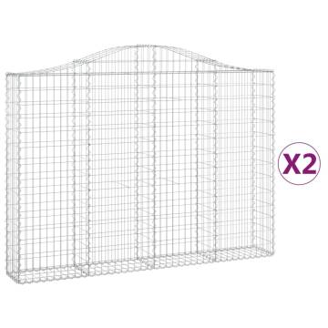 Arched Gabion Baskets - 2 pcs Galvanised Iron | Hipomarket