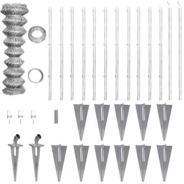 Galvanised Steel Chain Link Fence with Posts - 25x0.8m