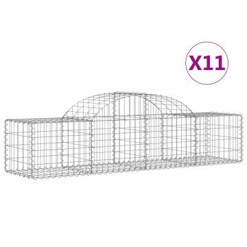 Arched Gabion Baskets - 11 pcs Galvanised Iron | HipoMarket