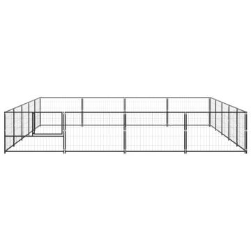 Dog Kennel Black 20 m² Steel - Durable & Secure