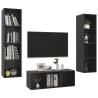 3 Piece High Gloss Black TV Cabinet Set - Stylish Storage Solution