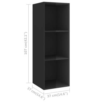 3 Piece High Gloss Black TV Cabinet Set - Stylish Storage Solution