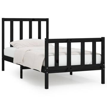 Black Solid Wood Bed Frame 100x200 cm - Durable & Stylish