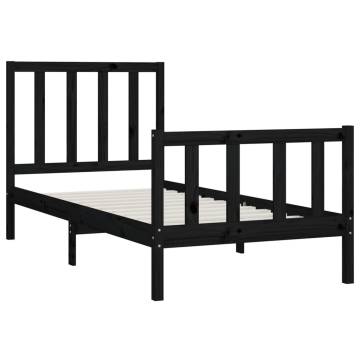 Black Solid Wood Bed Frame 100x200 cm - Durable & Stylish