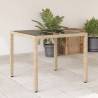 Garden Table with Glass Top Beige 90x90x75 cm Poly Rattan Colour beige Quantity in Package 4 