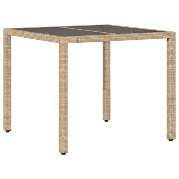 Garden Table with Glass Top Beige - 90x90 cm | HipoMarket