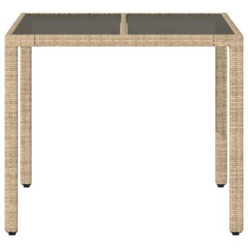 Garden Table with Glass Top Beige - 90x90 cm | HipoMarket