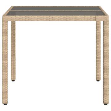 Garden Table with Glass Top Beige - 90x90 cm | HipoMarket