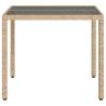 Garden Table with Glass Top Beige - 90x90 cm | HipoMarket